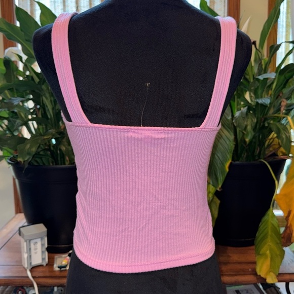 Vibrant Pink Ribbed Crop Tank Top - Picture 2 of 3